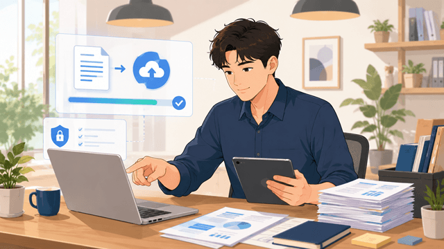 노트북을 이용해 간이지급명세서를 온라인으로 제출하는 사업자