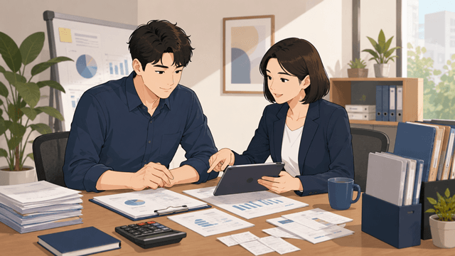 세무 전문가와 간이지급명세서 지급액 및 소득 구분을 확인하는 모습