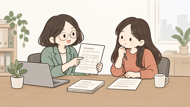 세무 전문가와 간이지급명세서 지급액 및 소득 구분을 확인하는 모습