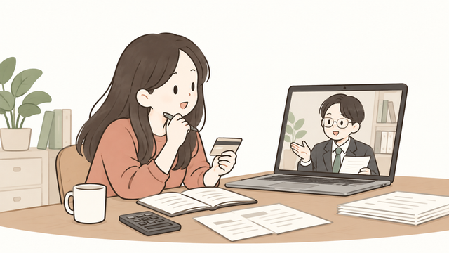 개인카드 사업비 처리 방법을 세무 전문가에게 화상으로 상담하는 모습